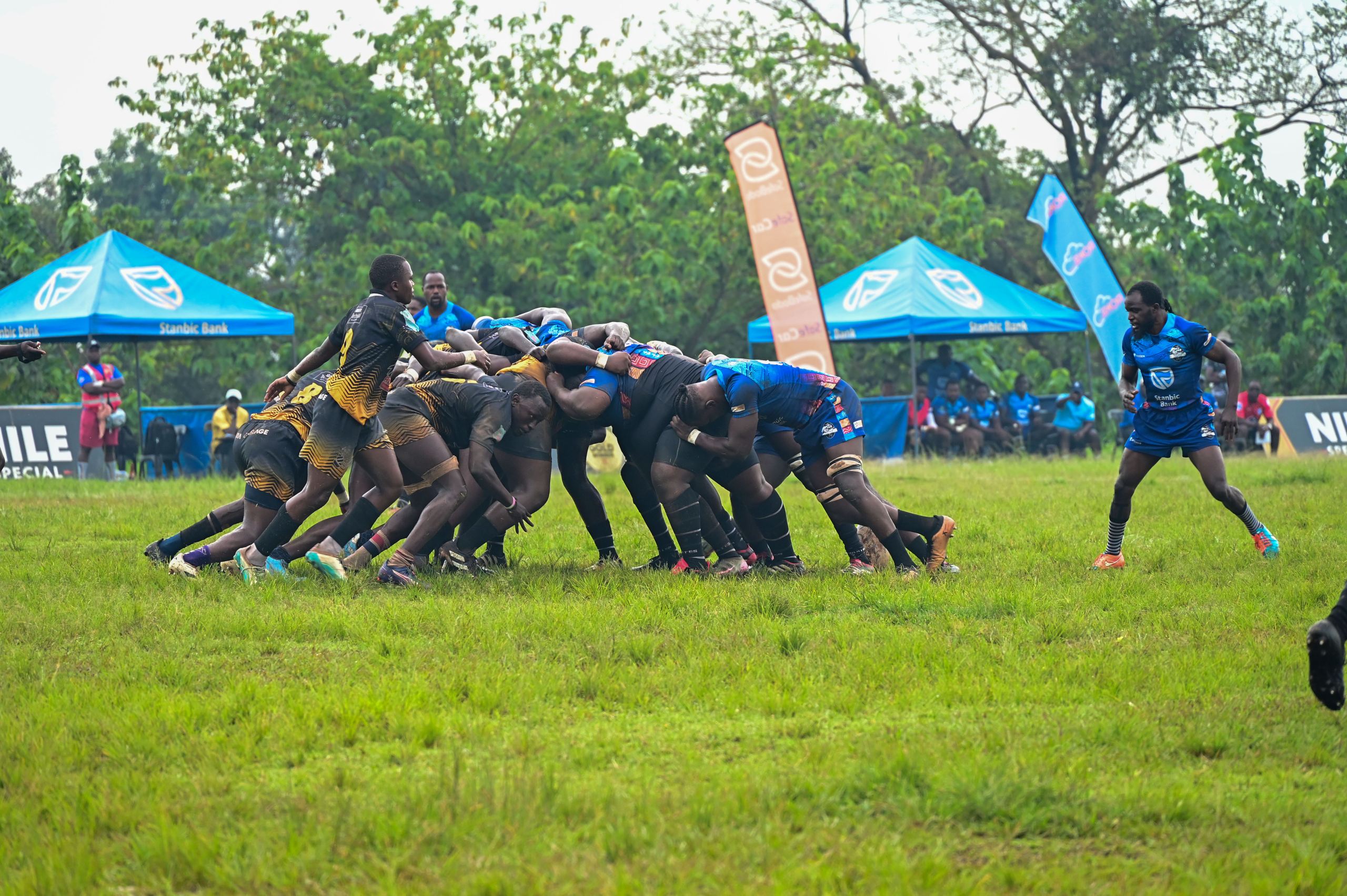 Stanbic Black Pirates battling a scrum against Walukuba over the weekend
