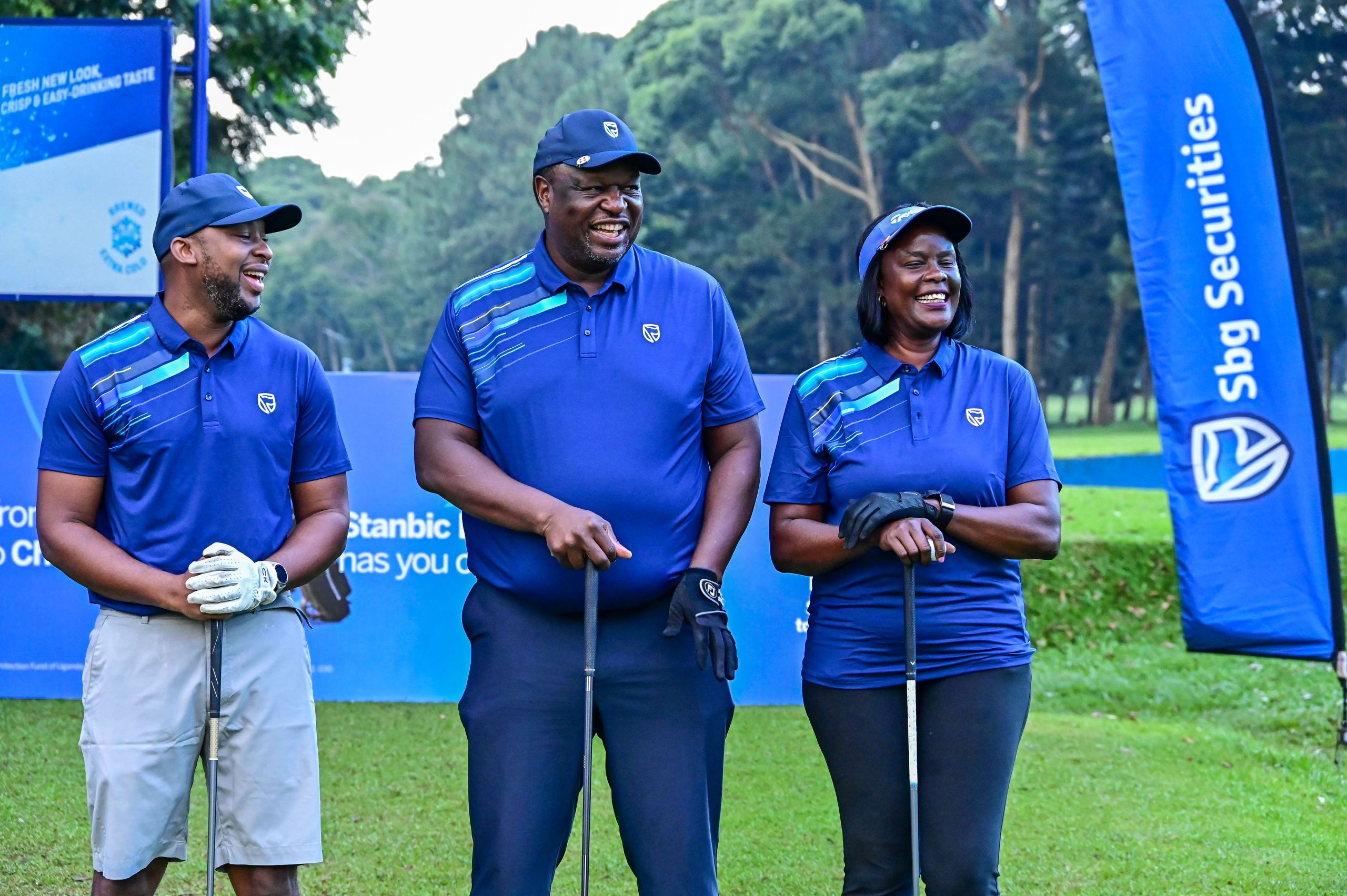 Mumba together with Stanbic Bank Uganda Chief Information Officer Ritah Apell and a team member during the matchplay