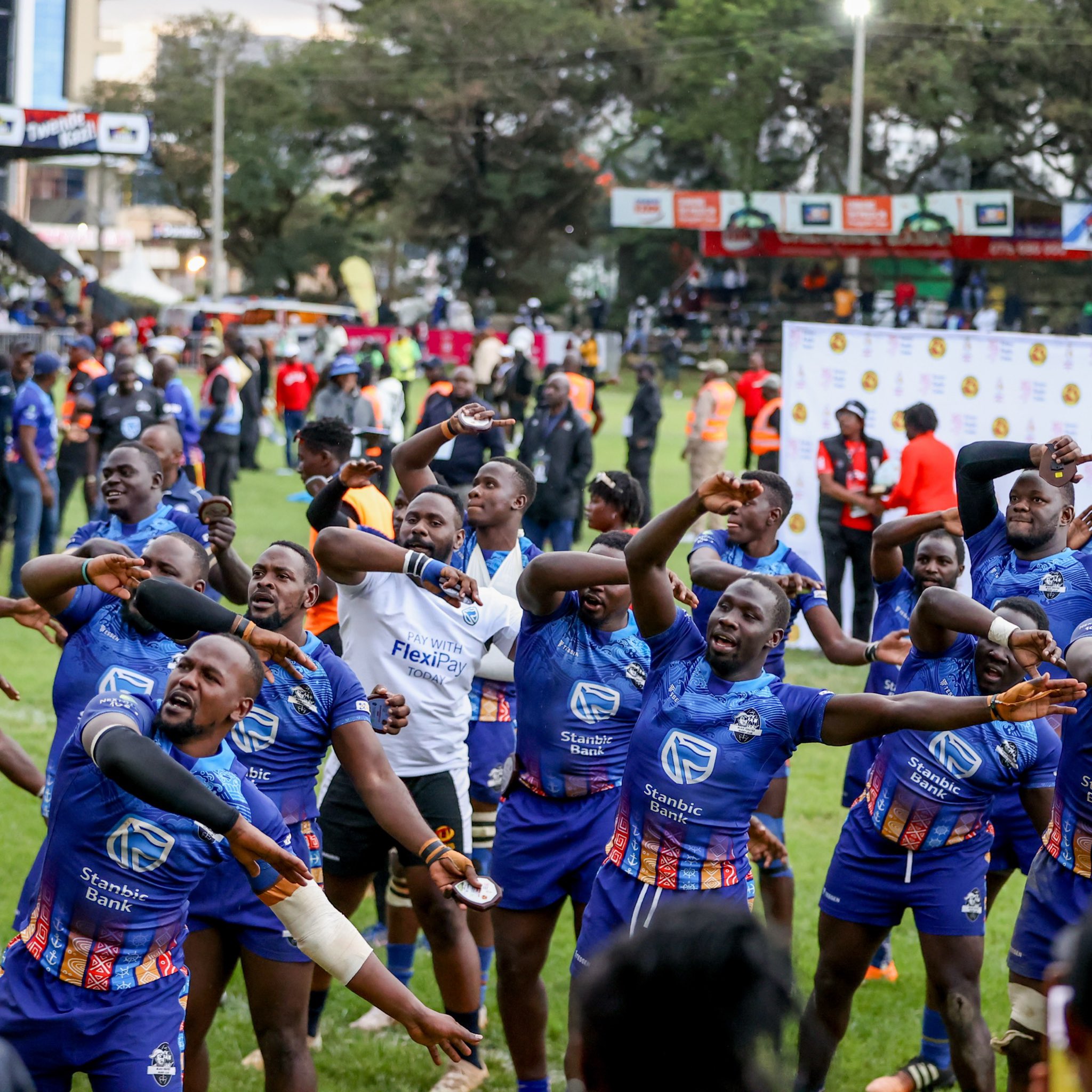Stanbic Black Pirates players saluting the fans after the action parked final