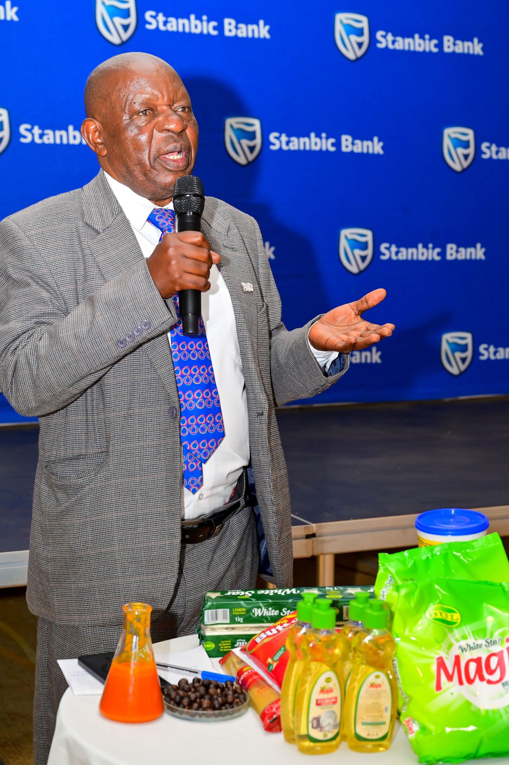 David Balironda Mukasa making remarks during the Stanbic client engagement Brovad Sands Hotel in Kalangala district David Balironda Mukasa making remarks during the Stanbic client engagement Brovad Sands Hotel in Kalangala district
