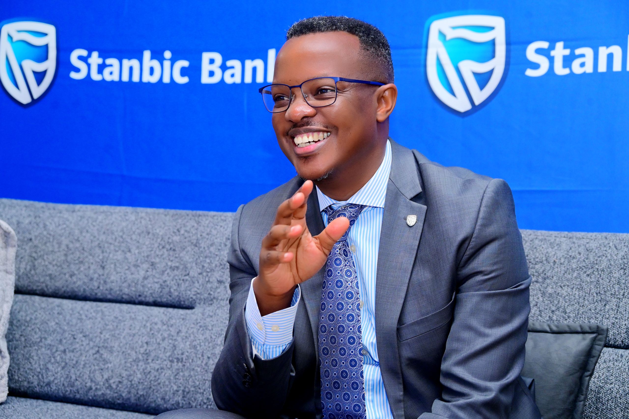 Sam Bulenzi Stanbic Bank Uganda Head of Coverage making remarks duing the launch in Kampala